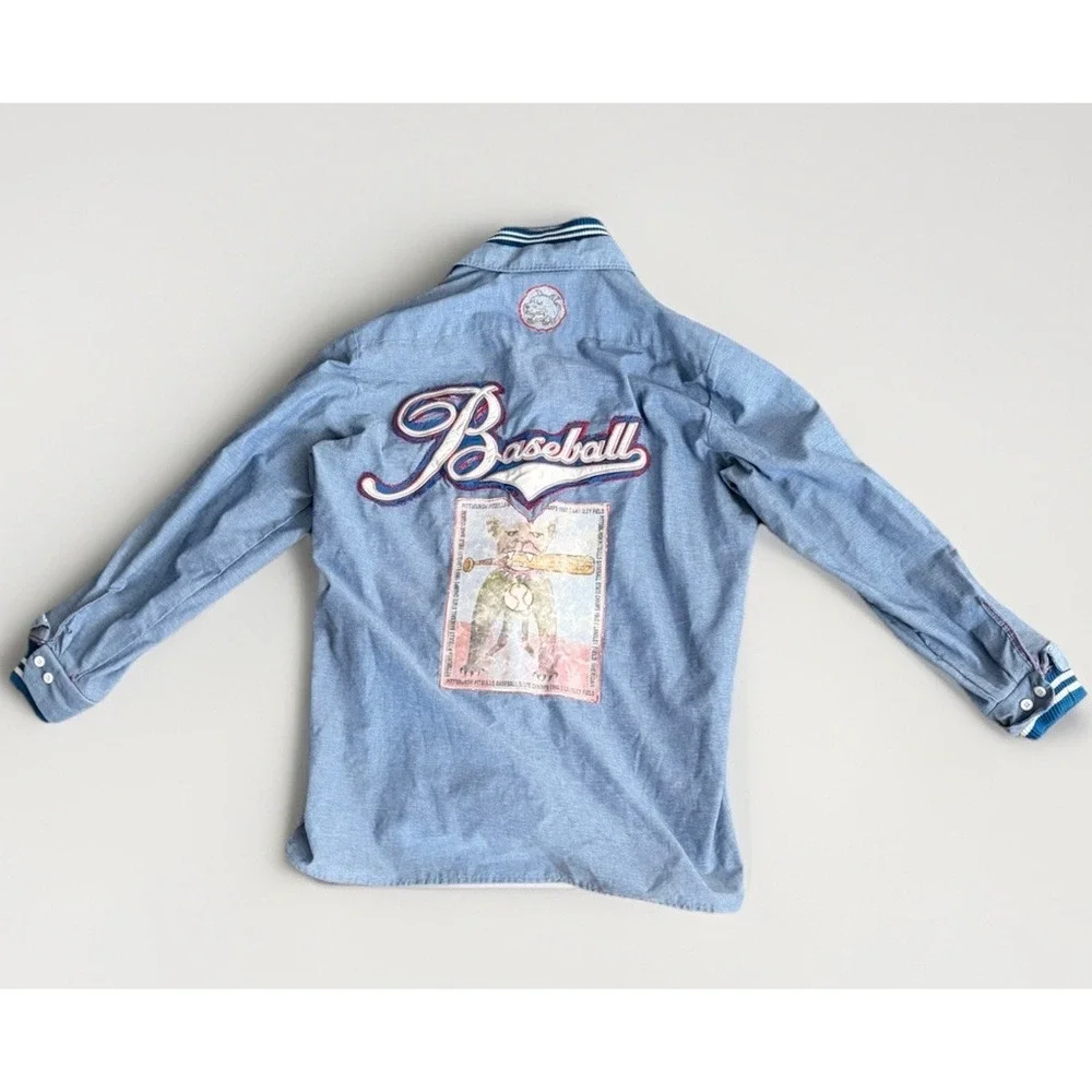 Reworked Vintage Dickies Baseball Shirt‎ Pittsburgh Pitbulls 1960 Patch L